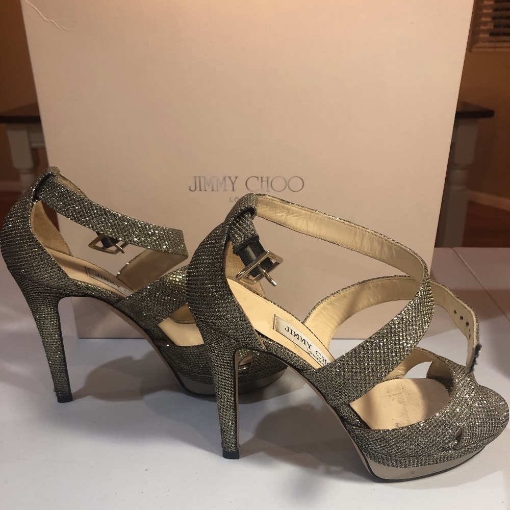 Jimmy Choo Heel- Light Bronze/Antique/Glitter
